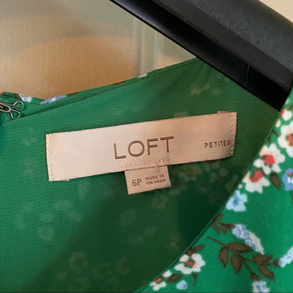 🌟HP!🌟 LOFT Green Buttercup Puff Sleeve Dress Sz 6P - Picture 9 of 10